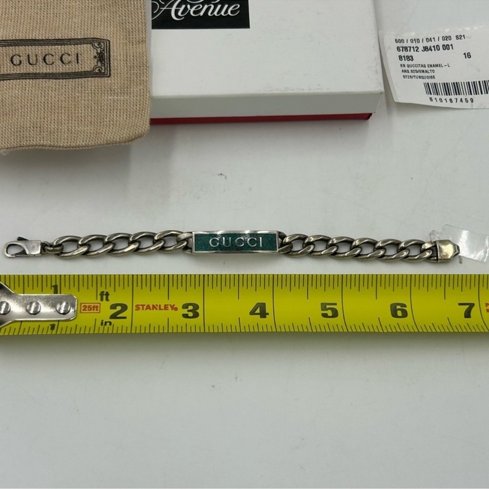 Gucci enamel logo ID link bracelet .925 sterling silver made in Italy - Picture 11 of 11